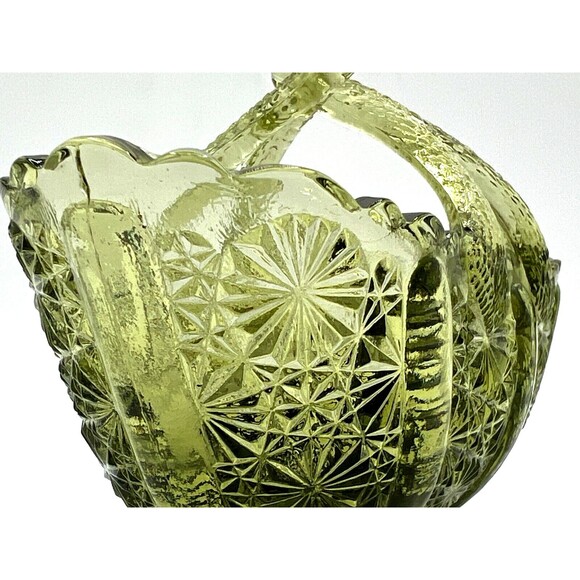 Fenton Art Glass Colonial Green Glass Basket American Classic Twig Handle EUC - Picture 5 of 16